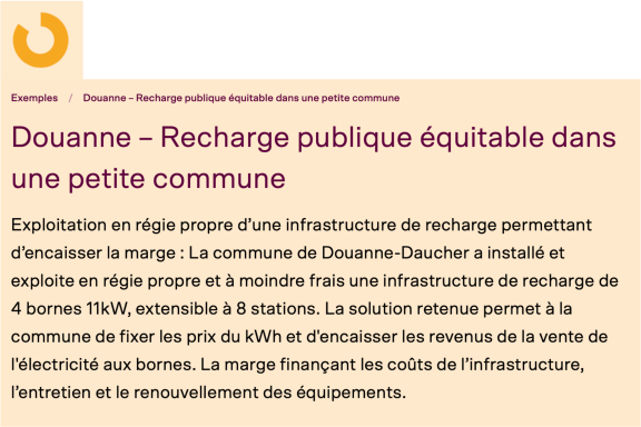 Douanne - Recharge publique équitable dans une petite commune